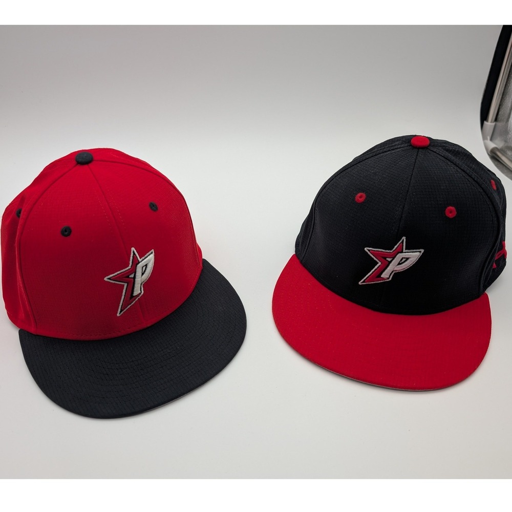 Lot (x2) Under Armour On Field Fit Baseball Hat Red Black Star P Logo Sz Medium